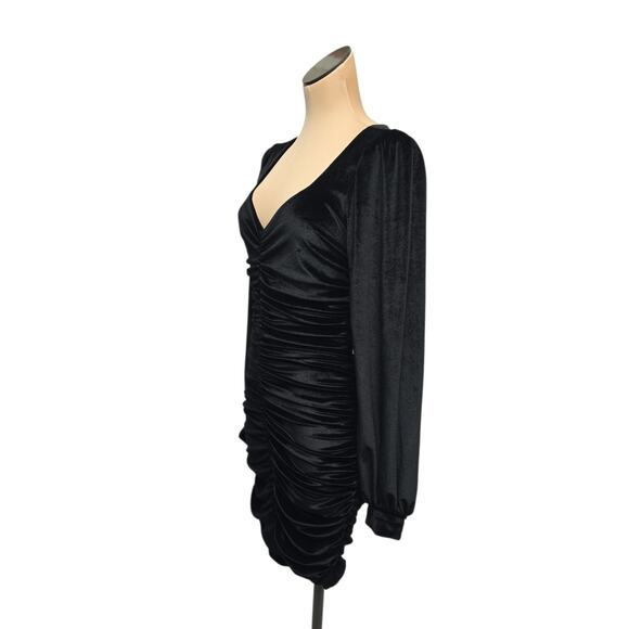 NWT Rachel Parcell Black Velvet Dress Size Small Ruched Bodycon Whimsygoth 90s - Picture 9 of 10